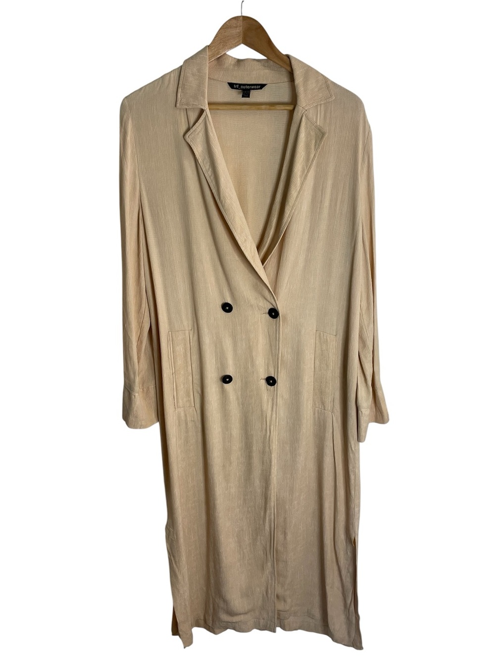 TRF Outerwear Cream Textured Long Sleeve Buttoned Duster Size S-M